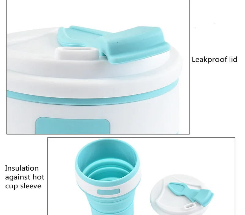 2pc/set Silicone Folding Cup Portable Travel Telescopic Mug with Straw Mug Gift Coffee Cup Outdoor Folding Cup Folding Juice Cup