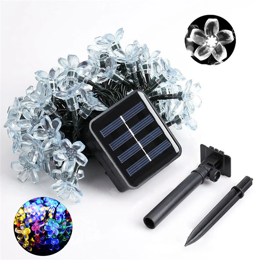  Christmas Ornaments 7 Meters 50 Led Rgb Ip65 Solar Garden String Light Cherry Blossom Flower Christ - 4000292631957