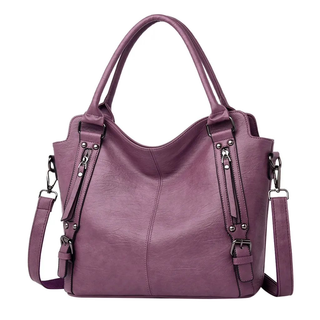 Purple Сумка на плечо для дам, модная Корейская сумка на плечо для девушек, одноцветная Большая вместительная сумка-тоут, сумка на плечо, сумка на плечо, Torebki Damskie#20 - Цвет: Purple