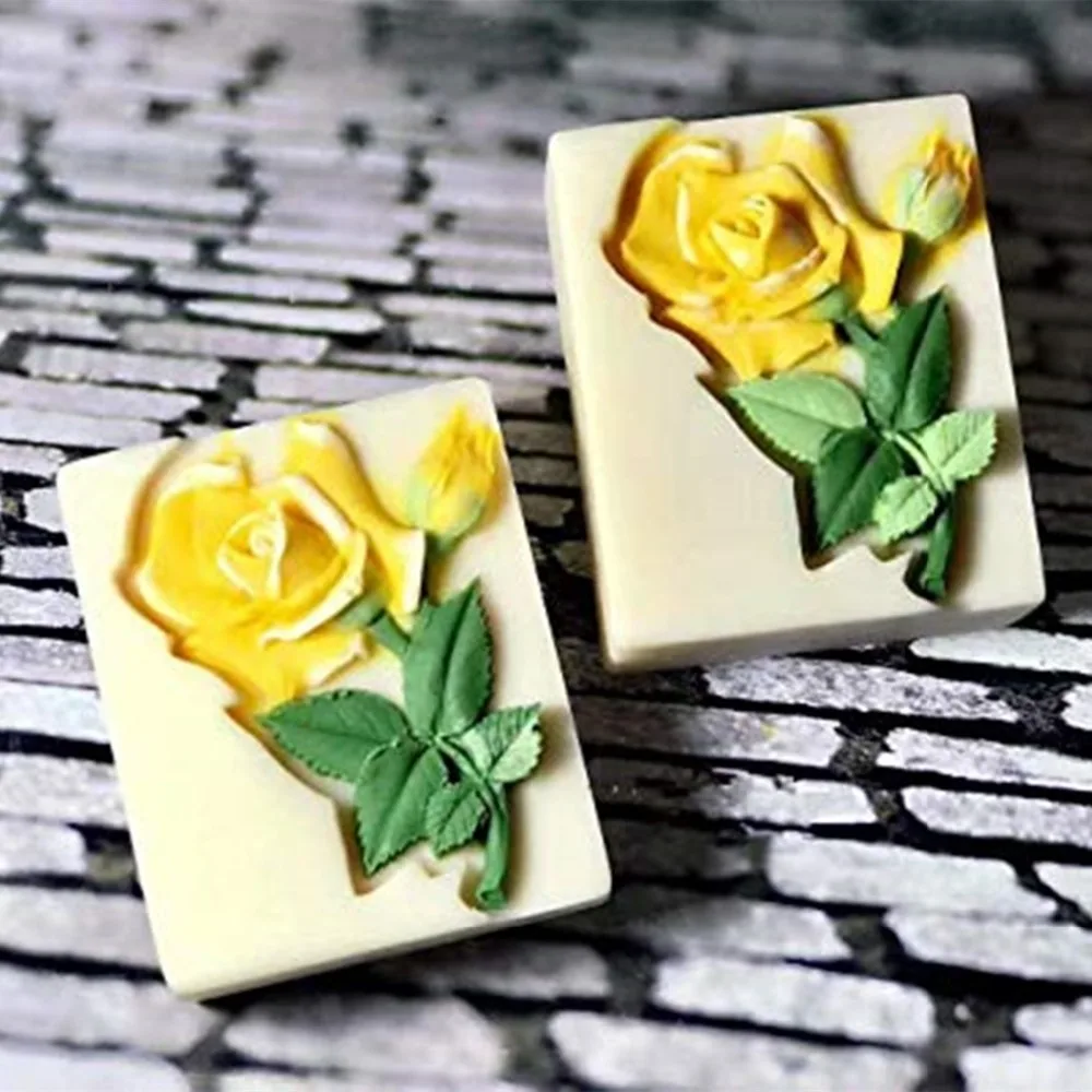 Description Picture 3 of itemFlower Bar Soap Molds Rose Natural Soap Mould Rectangle Silicone Mold for Soap Candle Wax Resin Crafts Making