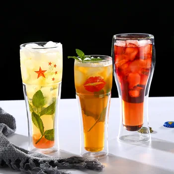 

Creative Gift High borosilicate Glass Double walled Coffee Cold drink Beer Cup 400ml