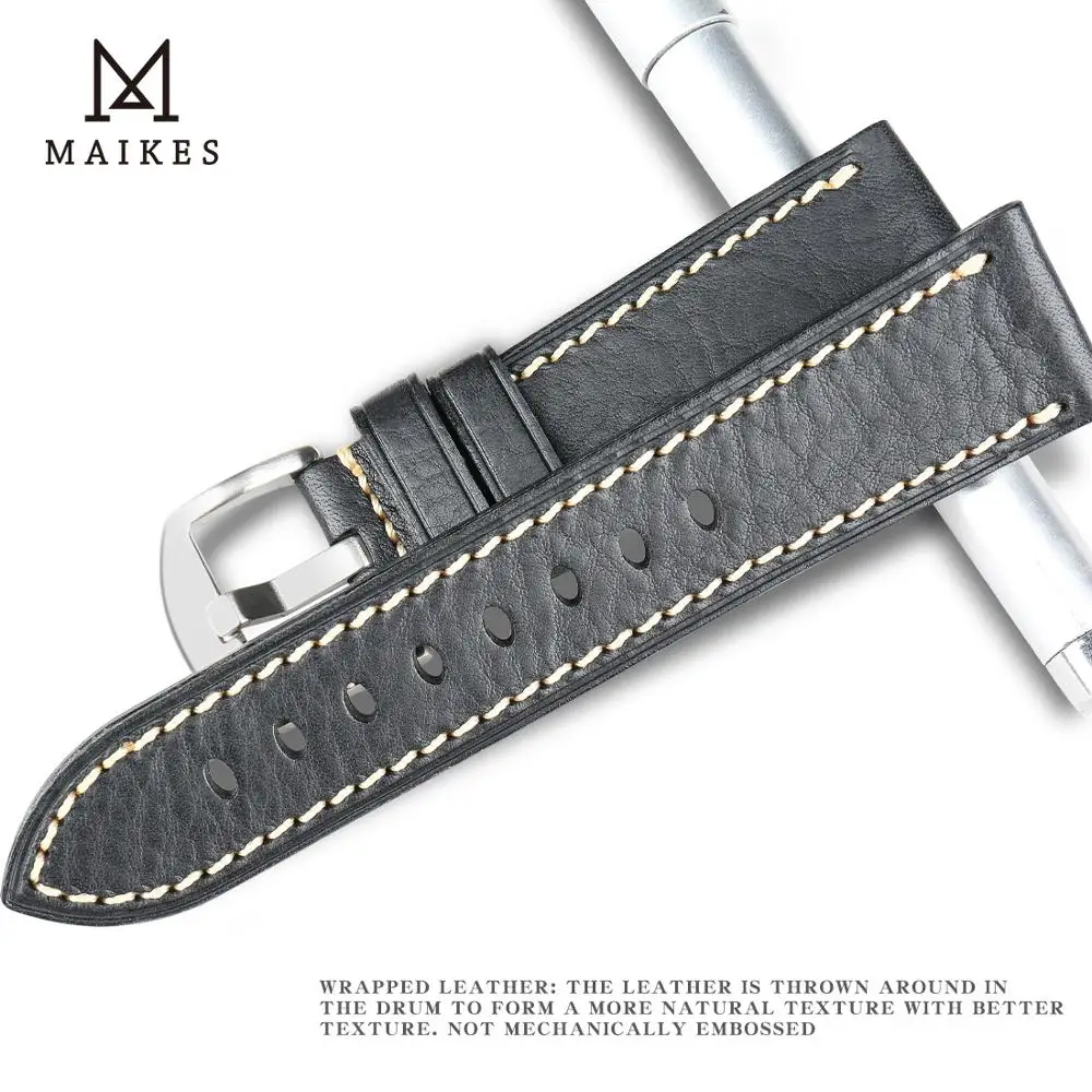 Ремешок MAIKES из натуральной кожи для мужских и женских часов спортивный