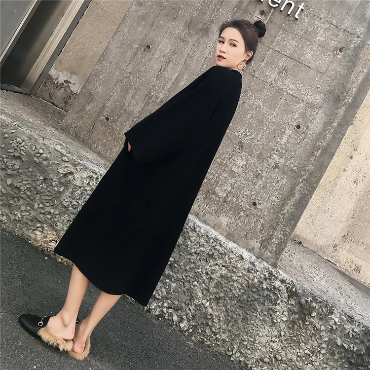 New Autumn Winter Women Jackets Knitting Warm Korean Style Elegant Casual Long Coat Outerwear Ladies F039