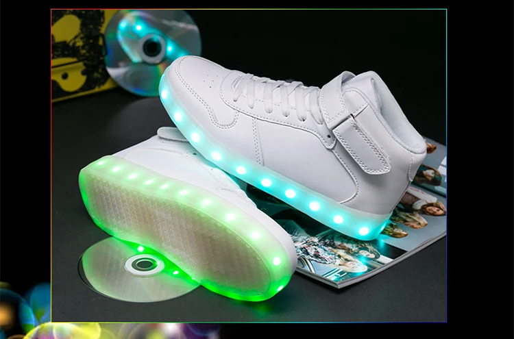 Warm like home Silver Gold 26-40 USB Charger Glowing Sneakers Led Children Light Shoes Boys Girls illuminated Luminous Sneaker