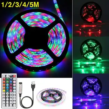 

RGB LED Strip Light 3528 SMD String Tape 5V USB Power + 44 Key IR Remote Control TV Desktop PC Screen Backlight 1/2/3/4/5M