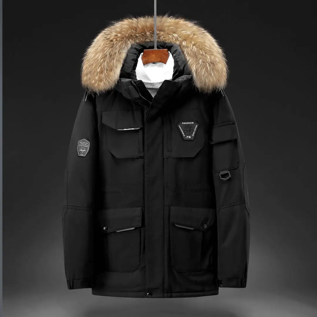 

2020 Men's Winter down Jacket Fashion White Duck down Hooded down Jacket Thick Short Jacket