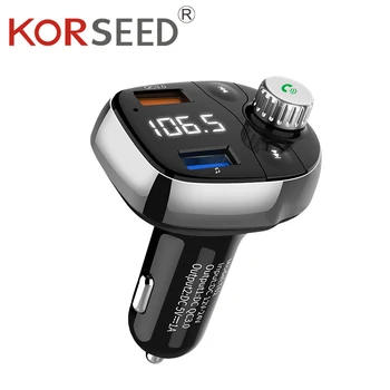 

KORSEED Wireless Bluetooth FM Transmitter Modulator Car Mp3 Player Handsfree Car Kit Quick charge 3.0 Dual USB Ports