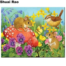 Полная квадратная/круглая дрель на заказ Алмазная картина крыса Птица Бабочка Цветы Стразы Вышивка мозаика Алмазный Искусство Животные