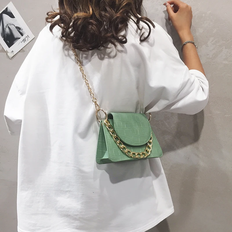 

Women fashion chain desig Bags Stone pattern PU Leather Shoulder Messenger Bag Lady Crossbody Mini Bag Female Crown Evening Bags
