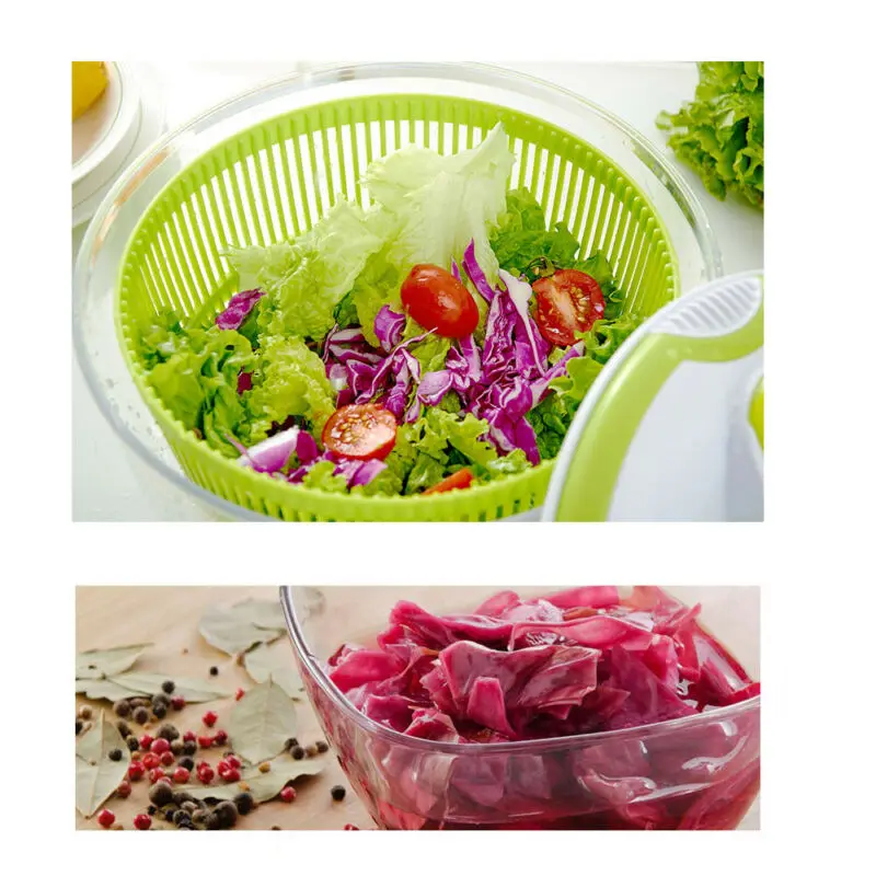 Центрифуга для обсушки салатных листьев большой барабан без добавления бисфенола А оксо-ручки и хорошая овощей НОВОЕ чаши зеленый