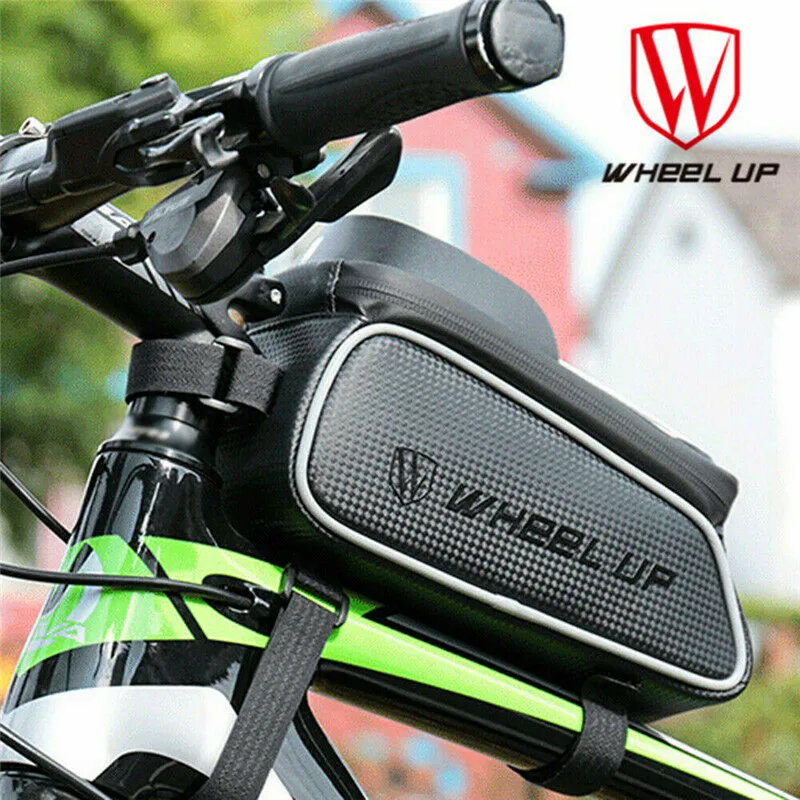 Сумка для велосипеда Wheelup, водонепроницаемая, MTB, для шоссейного велосипеда, верхняя труба, рама, сумка для руля, сумка для сенсорного экрана, 6 дюймов, велосипедная сумка, сумка для телефона