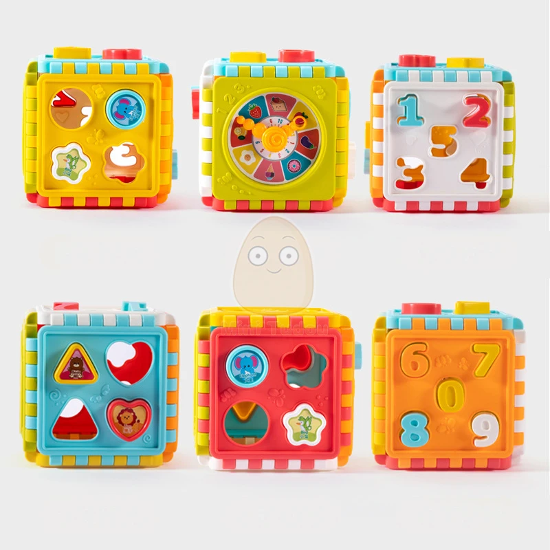 Joc Montessori pentru bebeluși, cub de activități, cutie de sortare cu potrivire a formei, culoare, număr, ceas, kit matematic, jucării educative interactive pentru copii, cadou_voghion.com