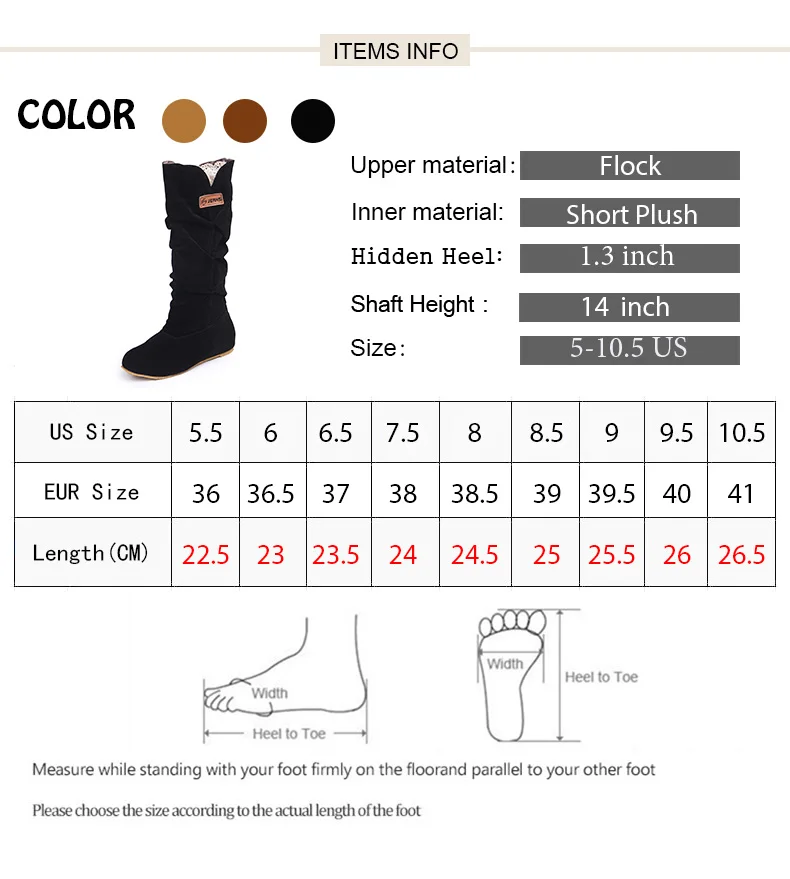 Women Fur Knee High Boots Fashion Flock Plush Padded Winter Snow Boots Casual Flat Heels Lace Warm Black Brown Long Boots Ladies