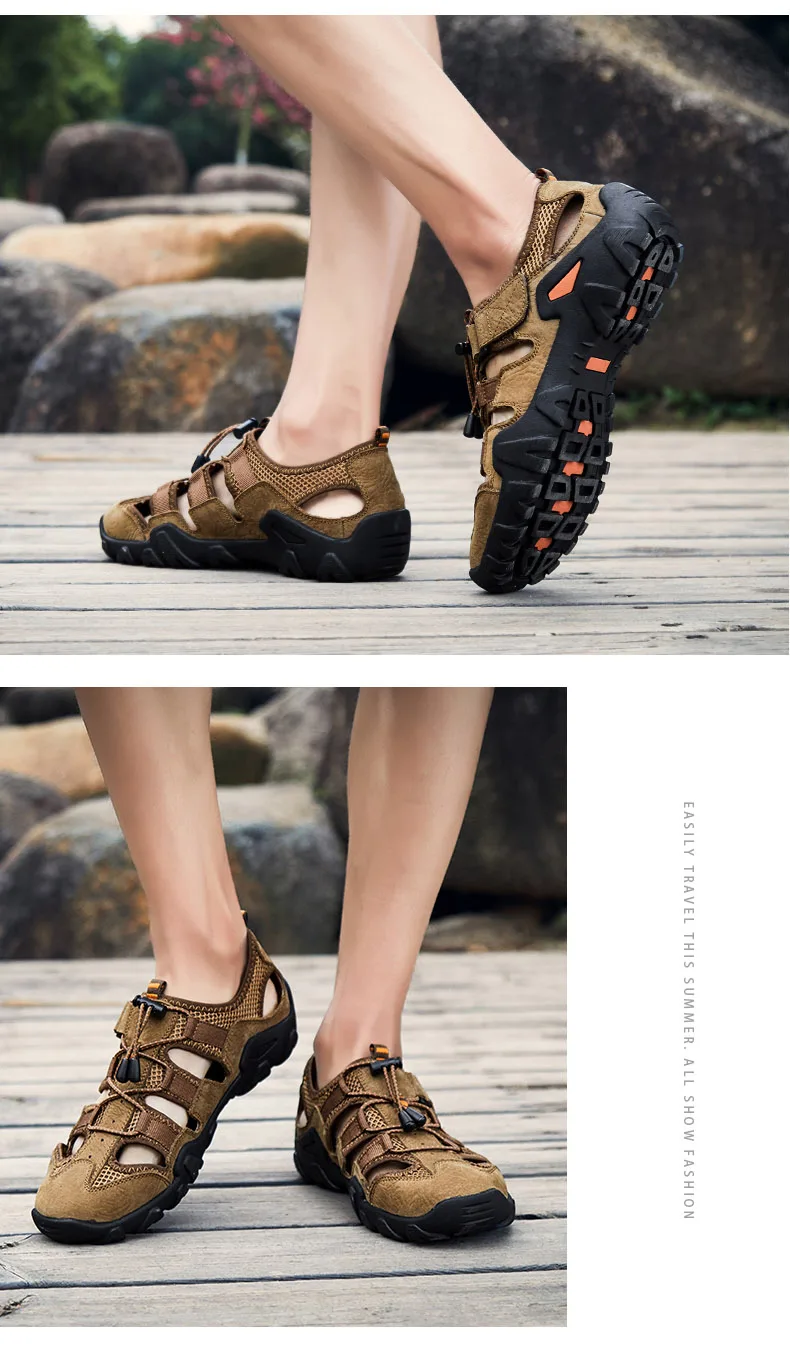 New Roman genuine leather men sandals summer cow leather for beach male shoes mens gladiator sandal Plus size 38-46 (10)