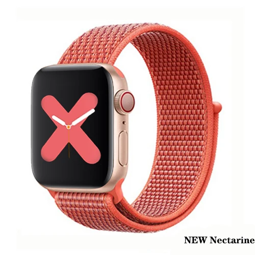 NEW Nectarine Нейлон pulseira для apple watch band 4 44 мм 40 мм(iwatch 5) apple watch 3 2 1 ремешок 42 мм 38 мм дышащий браслет ремень аксессуары - Цвет ремешка: NEW Nectarine