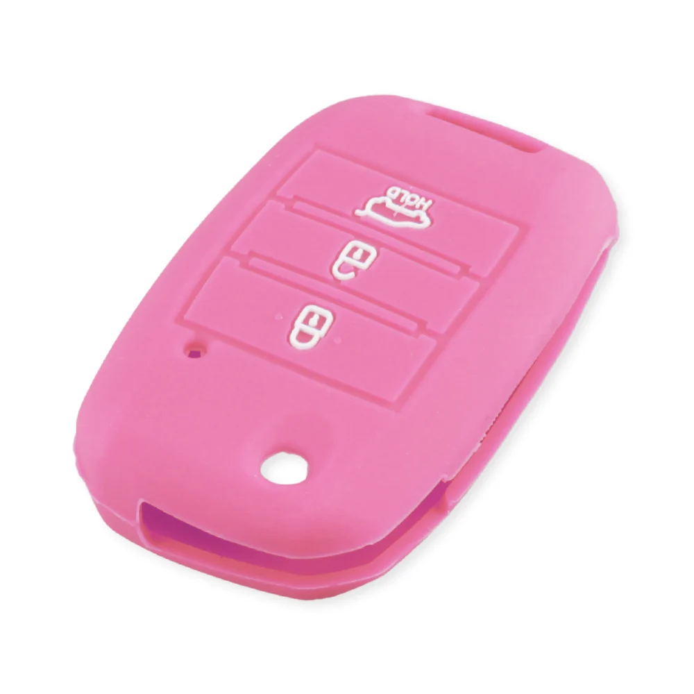KEYYOU 15 шт. 3 кнопки силиконовый для ключа автомобиля чехол для KIA Sid Rio KIA Soul Sportage Ceed Sorento Cerato K2 K3 K4 K5 - Название цвета: Розовый