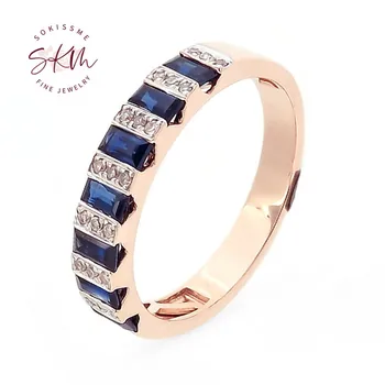 

SKM delicate sapphire rings for women 14k rose gold brand designer Vintage Engagement rings designer Promise Luxury Fine Jewelry