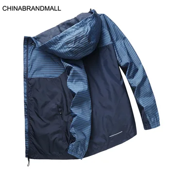 

Autumn Men Youth Fat Man Plus Fat Plus Size Leisure With Cap Spell Color Windbreaker Thin Coat Jacket