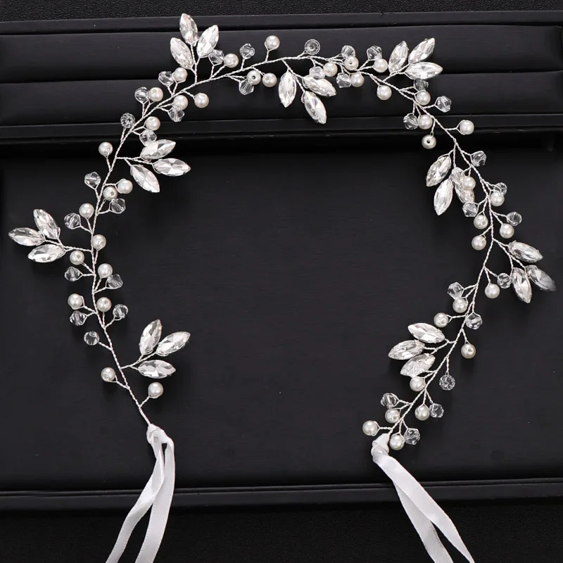 Трендовые аксессуары для волос для невесты, тиара в стиле барокко со стразами, ободок для волос с серебряным жемчугом, свадебные аксессуары для волос ручной работы - Окраска металла: Серебристый