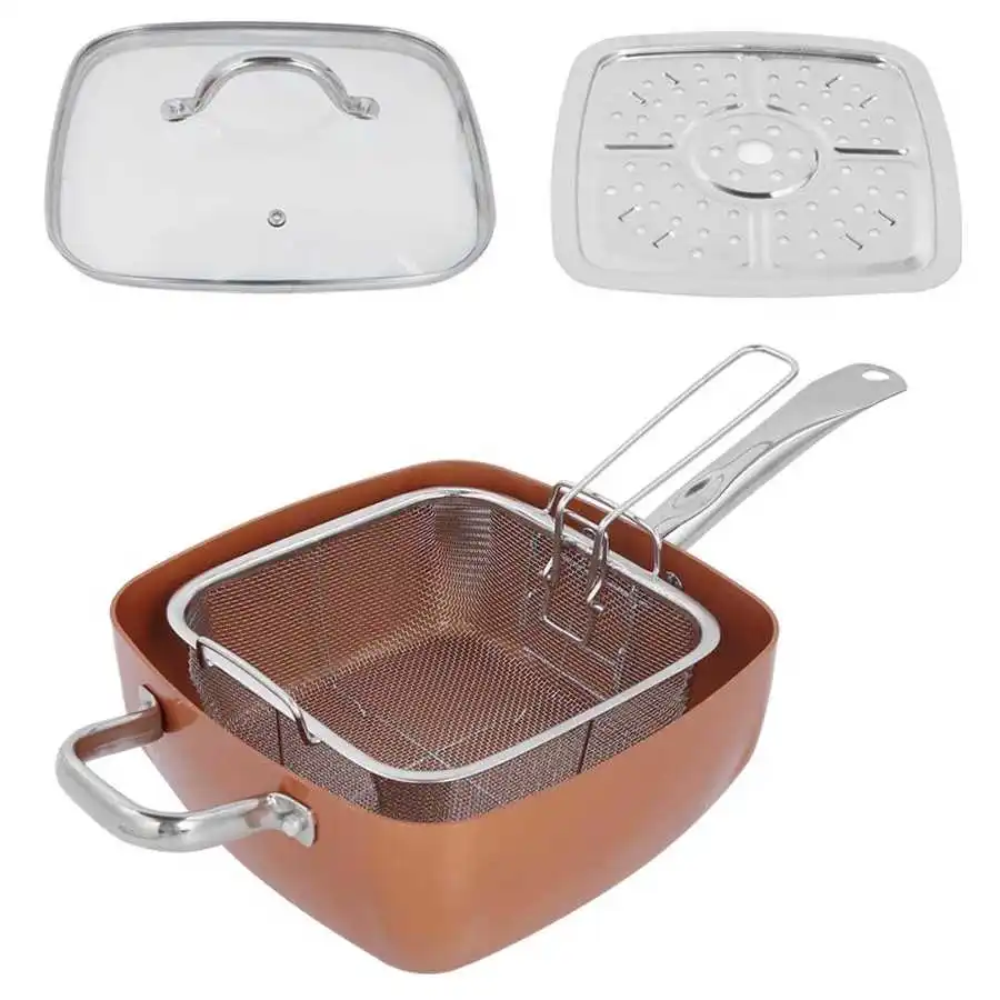 

4Pcs/Set Stainless Steel Non-Stick Frying Pan Multifunctional Saucepan Kitchen Supplies cookware Square Pan Stew Pot