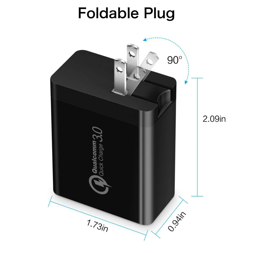 Быстрое настенное зарядное устройство QC 3,0+ 2 USB A с 3 портами для мобильного телефона, быстрая зарядка, быстрая зарядка для путешествий для iPhone, samsung, huawei, Xiaomi