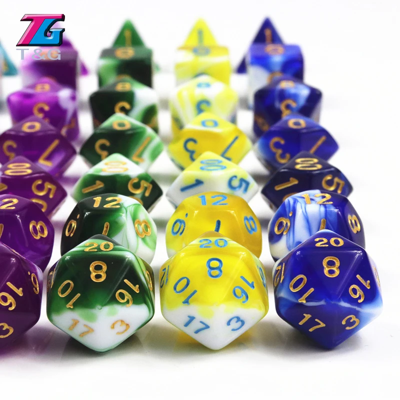 7 шт. трпг кости для DnD D4 D20 многосторонних игр кубики цветов Настольный