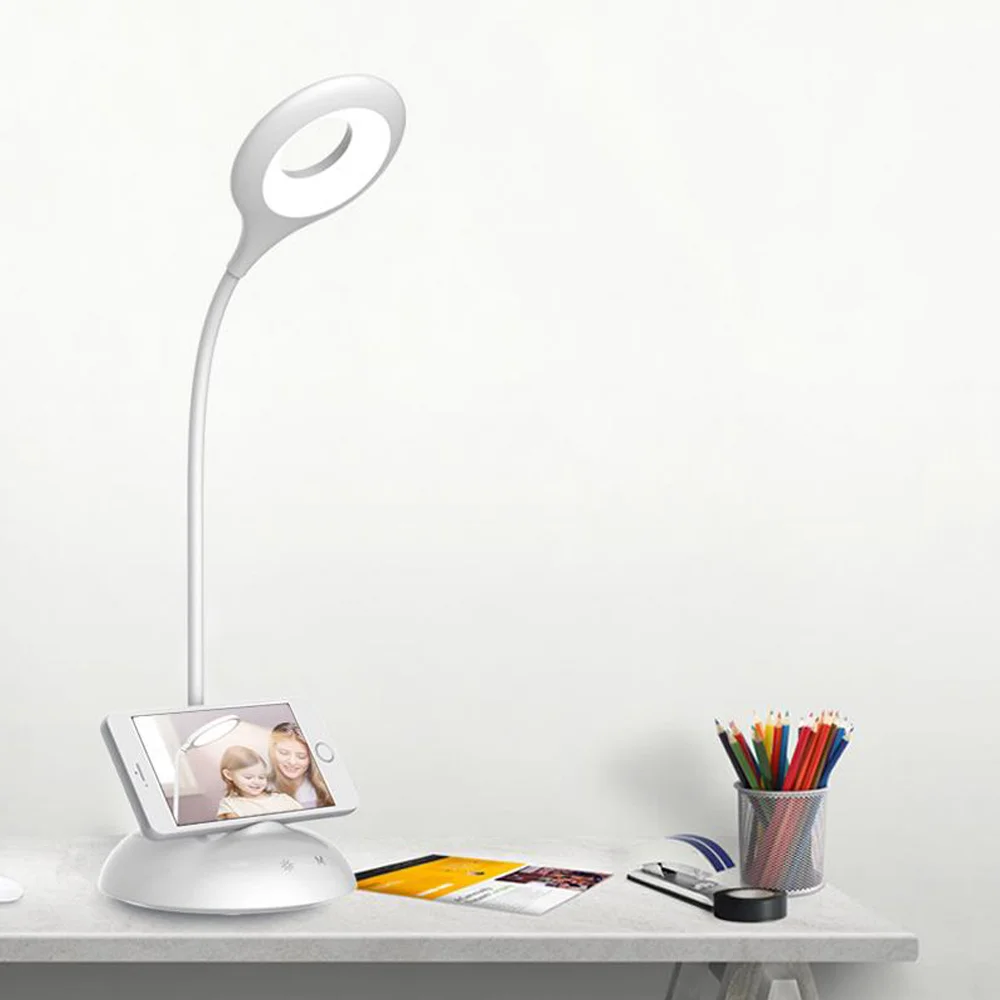 

Desk Lamp 4.5W 28 LED Flexible Gooseneck Touch Dimming Table Lamp Wireless Clamp Lamp with Clip Bed Reading Book Night Light