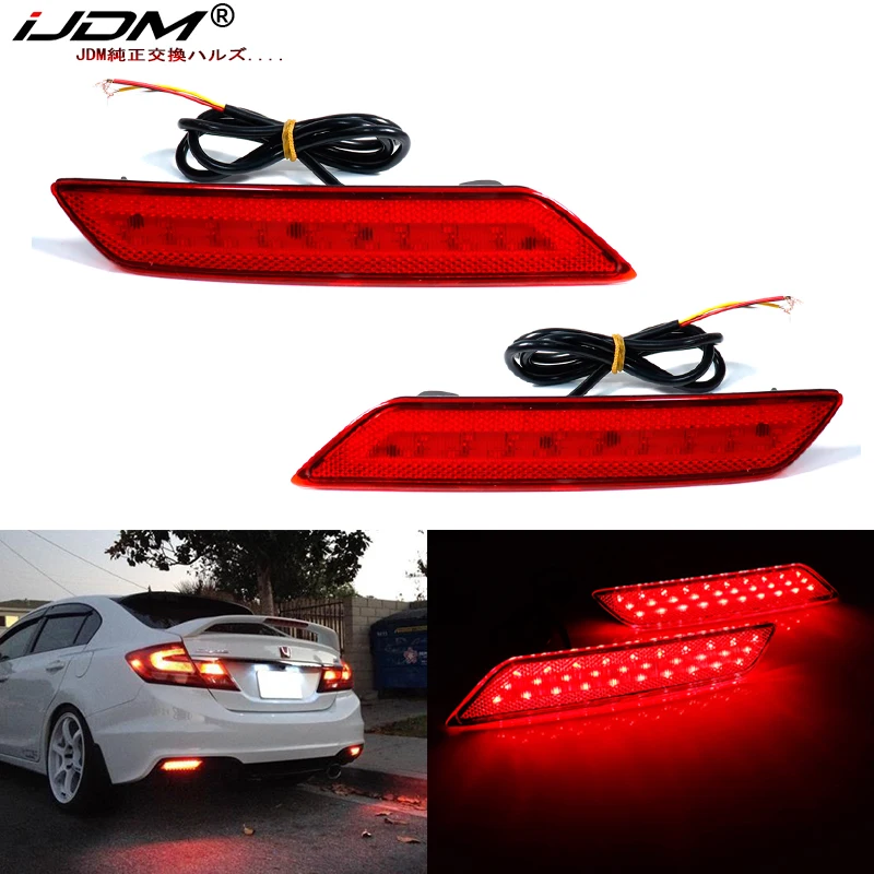 IJDM F1 Мигающий Светодиодный отражатель бампера для 2013-2015 Honda Civic Sedan функция как
