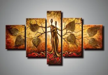 

5 Piece Abstract Oil Painting Tree Love Hand-Painted Modern Canvas Wall Art for Living Room Wall Decor Home Decoration
