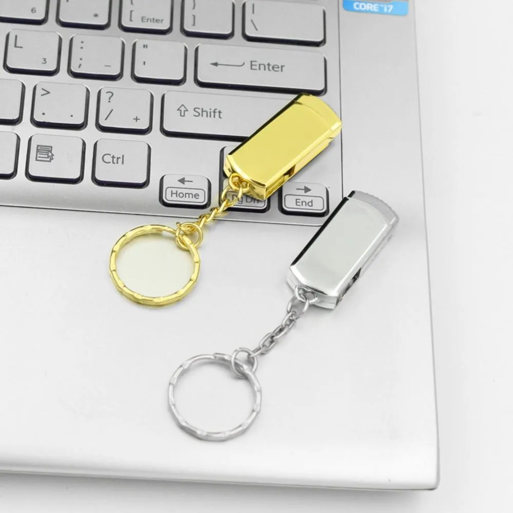 

Silver/Gold Pendrive Metal Key Chain USB Flash Drive 128GB 64GB32G 16G 8G Pen Drive High Speed USB Stick Real Capacity USB Flash