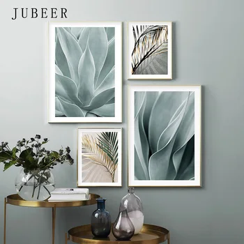 

Golden Leaves Canvas Painting Green Leaf Plant Wall Art Picture for Living Room Scandinavian Decor Posters and Prints Paintings