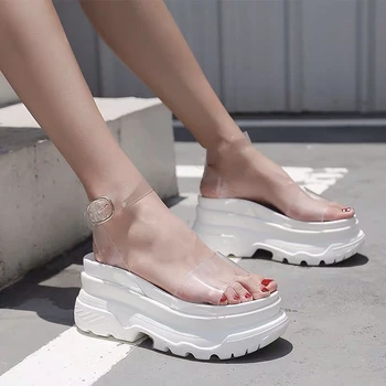 

Sandals Women 2020 High Heels Ladies Shoes Fashion Beach Sandals Transparent Wedges Platform Jelly Shoes Women Sandalias Mujer