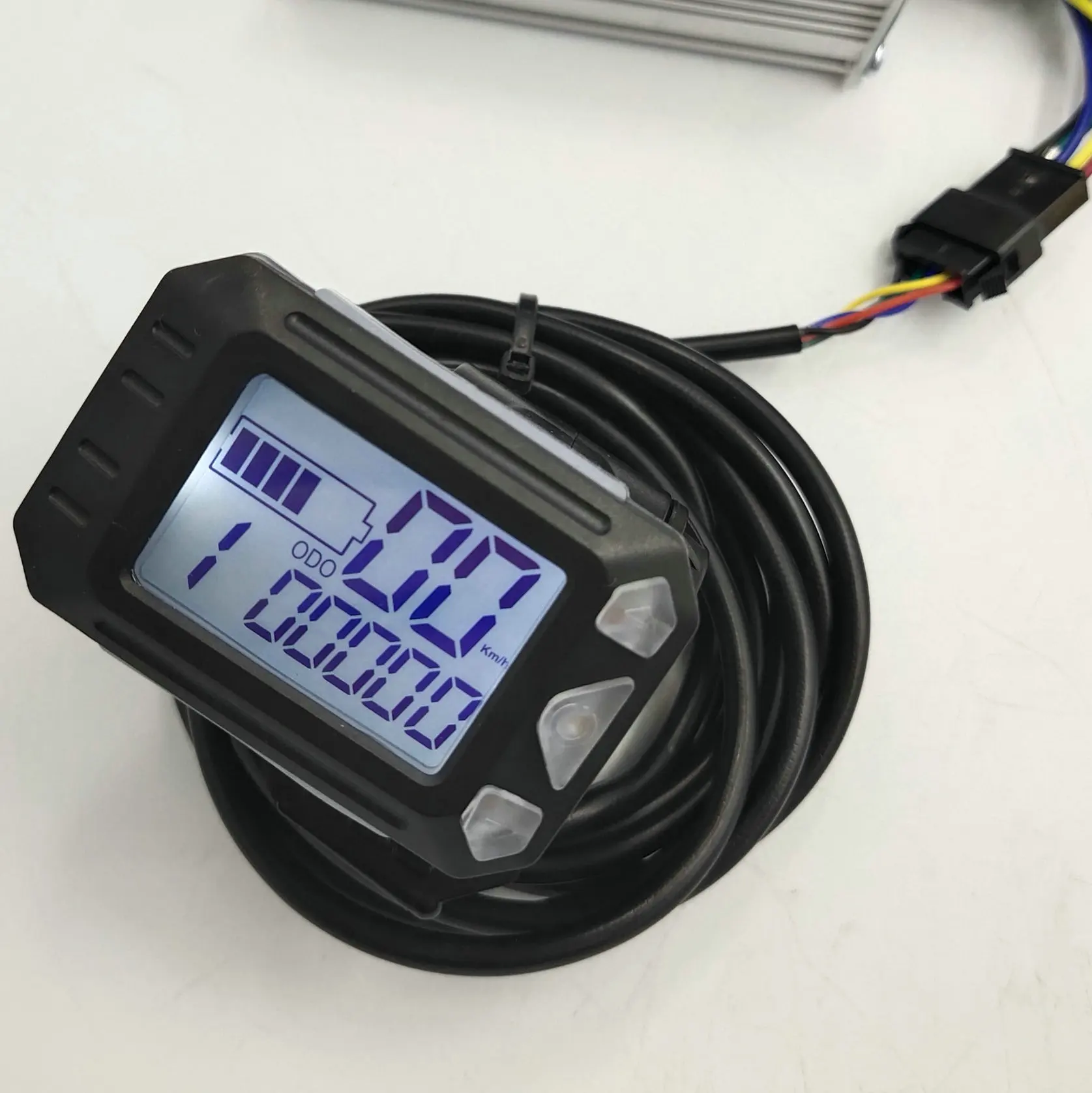 Tanie Prędkościomierz wskaźnik poziomu baterii wyświetlacz LCD z kciukiem przepustnicy Shifter dla elektryczny