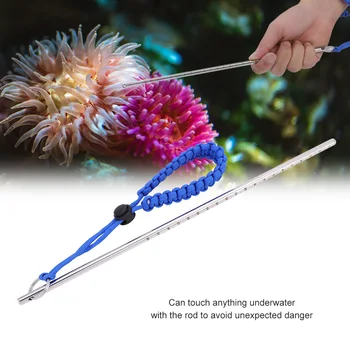 

Free Shipping Scuba Colorful Diving Stainless Steel Lobster Stick Pointer Rod With Rubber Lanyard Strap Underwater 5 color
