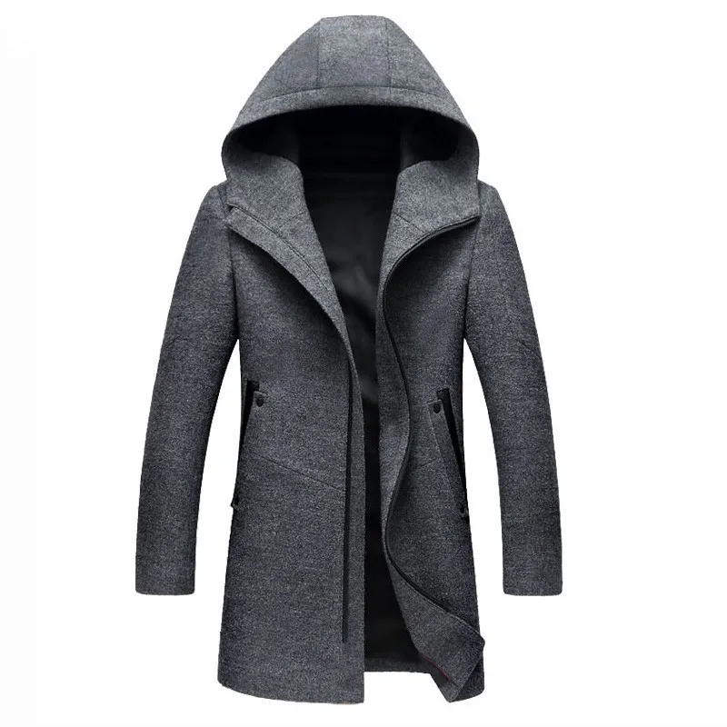 Fashion Mens Slim Fit Coats 2020 Winter Pocket Zipper Mens Long Coat Casual Hooded Outerwear Woolen Coats Plus Size M-3XL Fashion Mens Slim Fit Coats 2020 Winter Pocket Zipper Mens Long Coat Casual Hooded Outerwear Woolen Coats Plus Size M-3XL