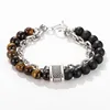 Natural Map Stone Men's Beaded Bracelet Homme Women Classic Stainless Steel Bracelets Male Jewelry Tiger Eye Bracelet ► Photo 3/6