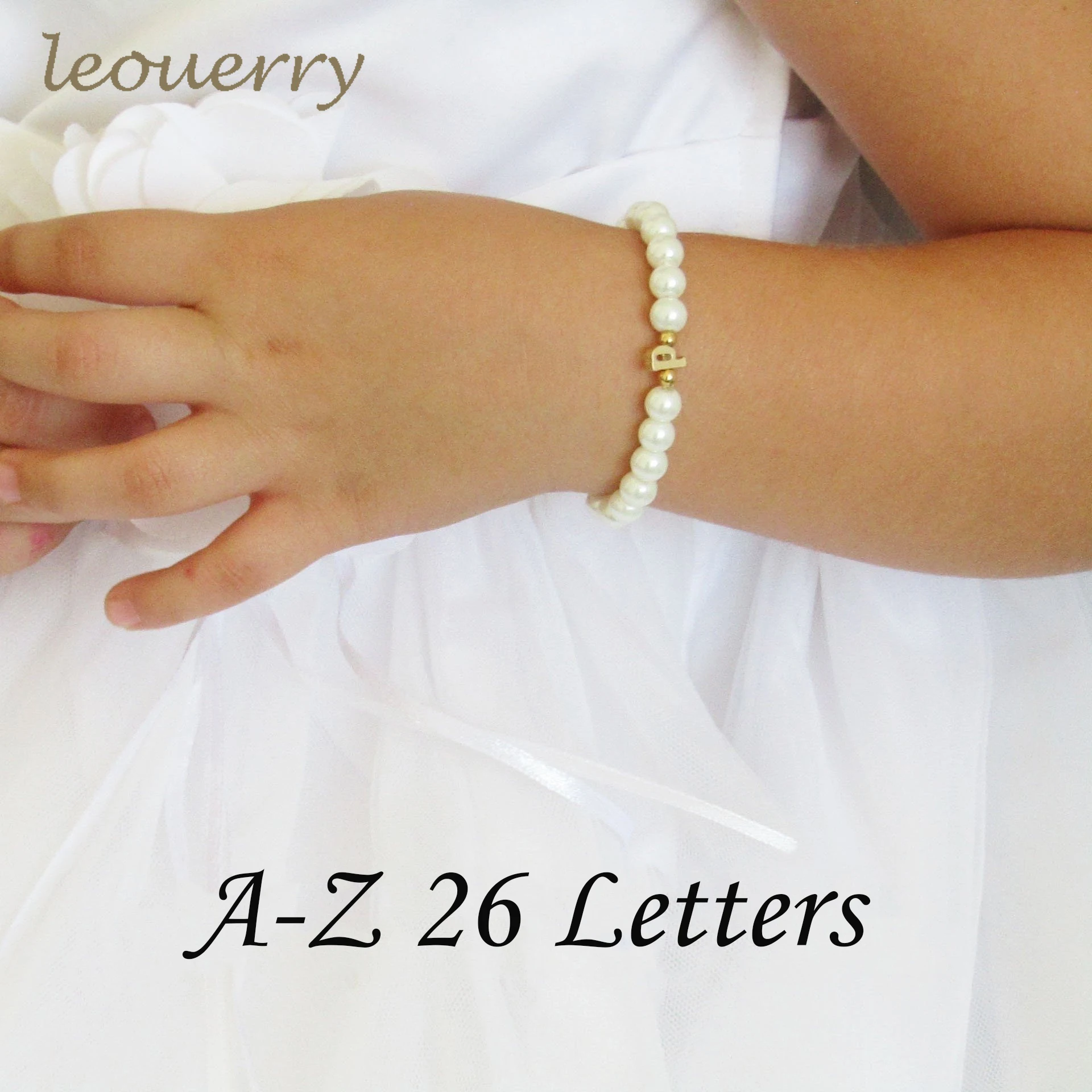Leouerry, 26 золотых цветов, Искусственные стеклянные жемчужные браслеты для девочек, детские Свадебные украшения для девочек, детские жемчужные бусы, браслет