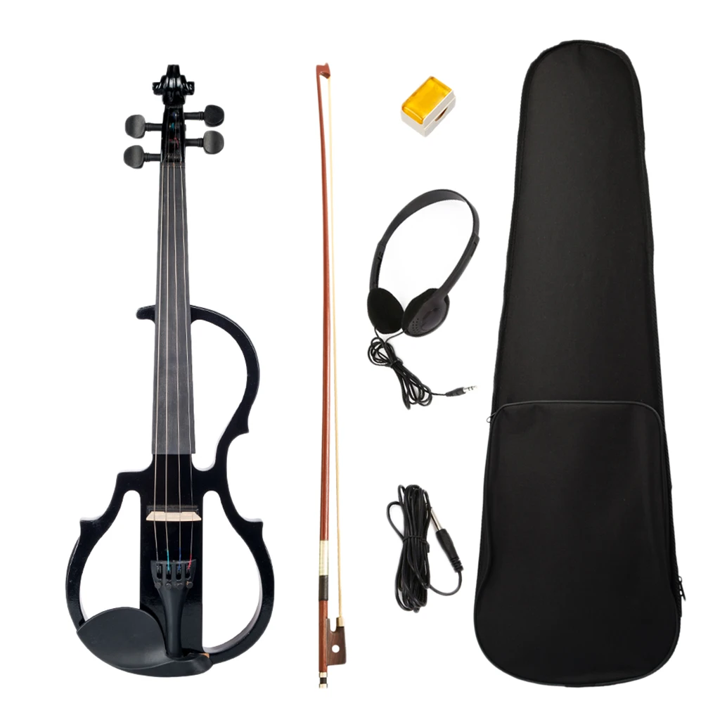 

Electric Violin 4/4 Size with Case, Bow, Audio Cable, Headphone, Rosin - Black