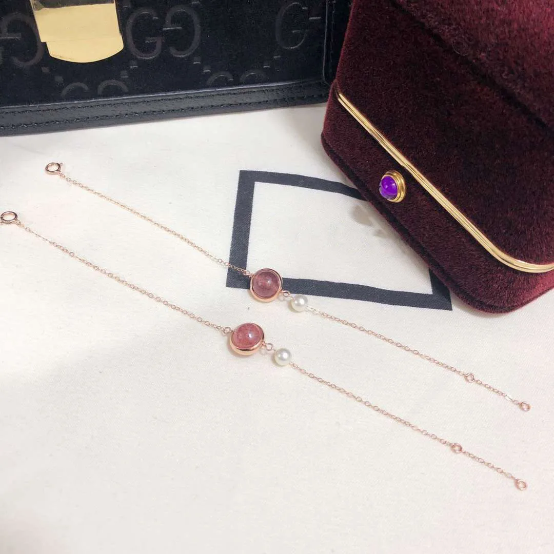 

Butterfly Home Qrss44b44ii Strawberry Crystal 14k Note Gold Bracelet with 5-6 Perfect Circle Akoya Pearl Have Growth Pattern