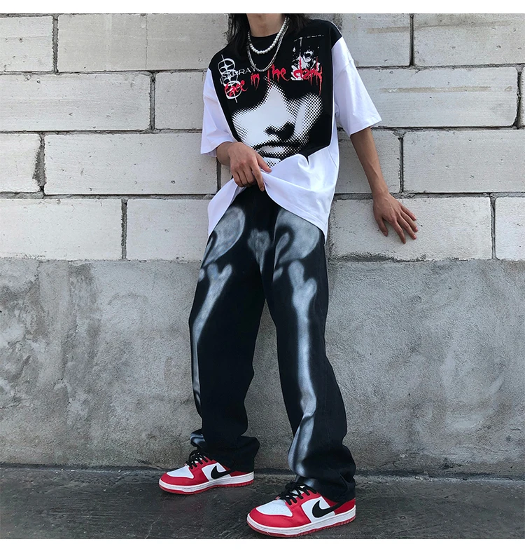 men jeans trousers Skeleton denim 