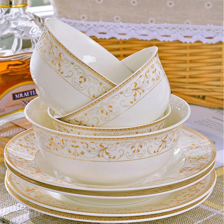 60 Heads jingdezhen ceramics dinnerware set chinese dinner set Porcelain dining 42 pieces Plate dinnerware Tableware