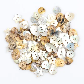 

50pcs Star Heart Round Natural Shells 2 Hole Buttons Color Japan Mother of Pearl MOP Shell Button Garment Sewing Accessories DIY