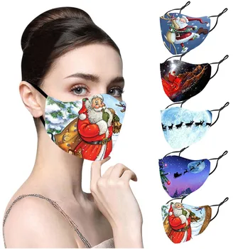 

Cotton Adult Mouth Mask Christmas Print Resue Breathable Multi-purpose Face Cover Reuse Mask Facemask Mascarilla Reutilizable#3