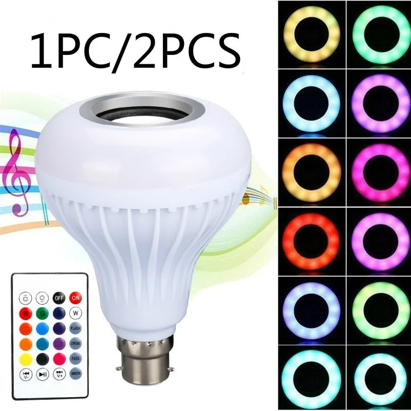 12 Вт B22 беспроводной динамик Bluetooth LED RGB музыка воспроизведение лампочки