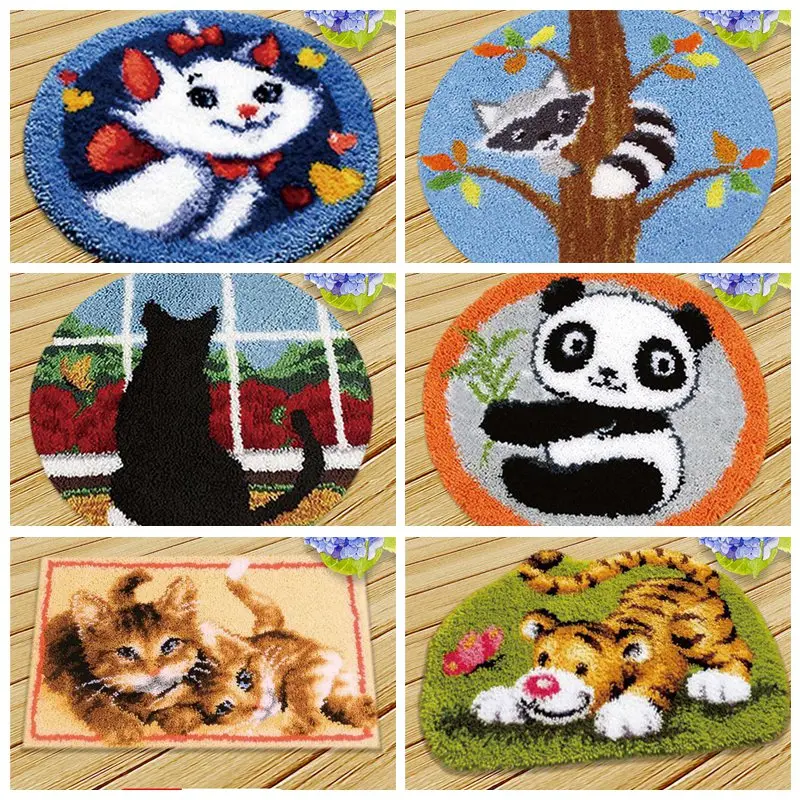 

Animal Smyrna Knooppakket Klink Haak Kleed Bloemen Do It Yourself Cross Stitch Pillows Borduurpakket Kussen latch hook Pillow 3D