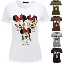 Новая Милая рубашка с мышкой из мультфильма женская модная повседневная рубашка белого и черного цвета для девочек Женская летняя футболка Удобная