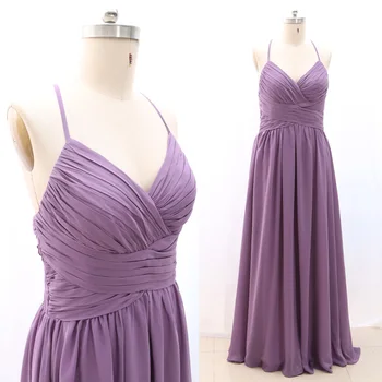 

MACloth Purple Sheath Strap Floor-Length Long Chiffon Prom Dresses Dress XXL 268158 Clearance