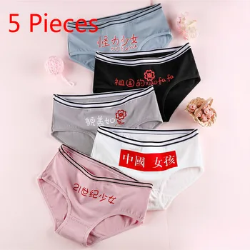 

Womens Underwear Cotton Panties 5 Pieces Lingerie Chinese Character Panties 5 Pieces Lot Women Girls Ladies Womens Briefs
