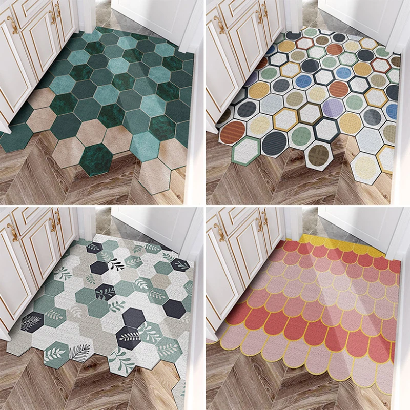 

ZDAAZV Nordic Anti-slip PVC Silk Loop Door Mat Entrance Door Floor Mat Irregular Shape Rugs Modern Carpet Decor for Living Room