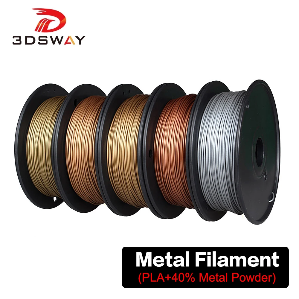 3DSWAY PLA de filamento 1,75mm 0,5 kg rojo cobre bronce latón de aluminio de cobre PLA + 40% de polvo de Metal brillo metálico Material